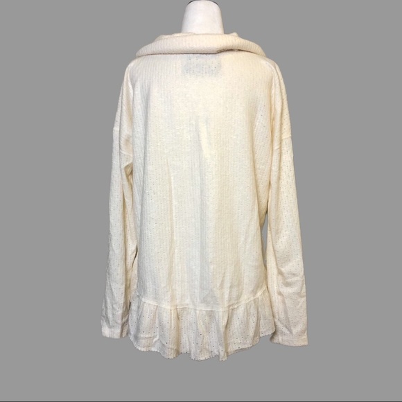 ❤️ XS ❤️ NWT Anthro Pullover Sweater Cowl Neck Ribbed Ruffled Layer​ - Picture 2 of 7